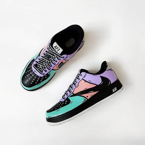 Navy Blue Pink Purple Reverse Swoosh Custom Air Force 1