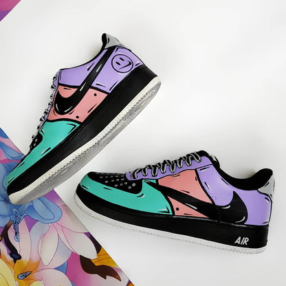 Navy Blue Pink Purple Reverse Swoosh Custom Air Force 1