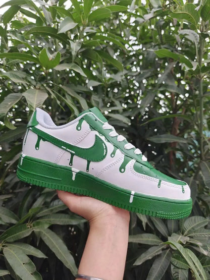 Green Drip Custom Air Force 1 Sneakers