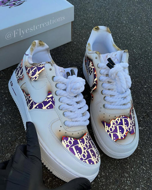 Custom Hand Painted Purple Air Force 1 Sneakers