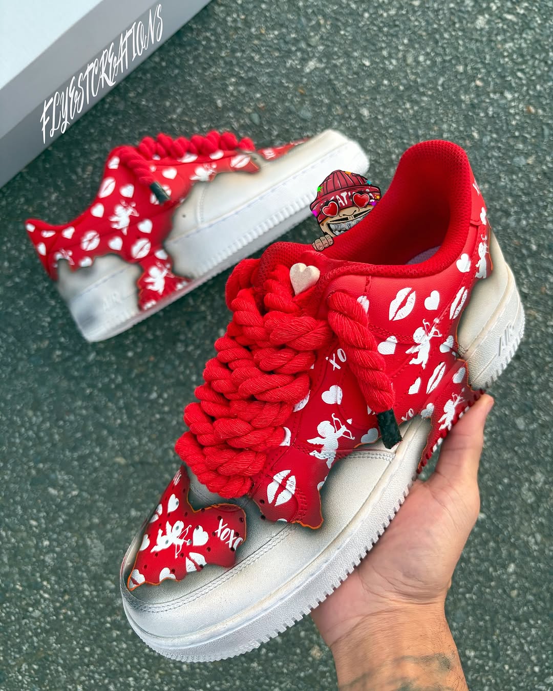 Hand Painted Red Cupid Custom Air Force 1 Sneakers