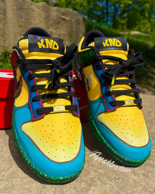 Hand Painted KND Themed Custom Dunk Sneakers