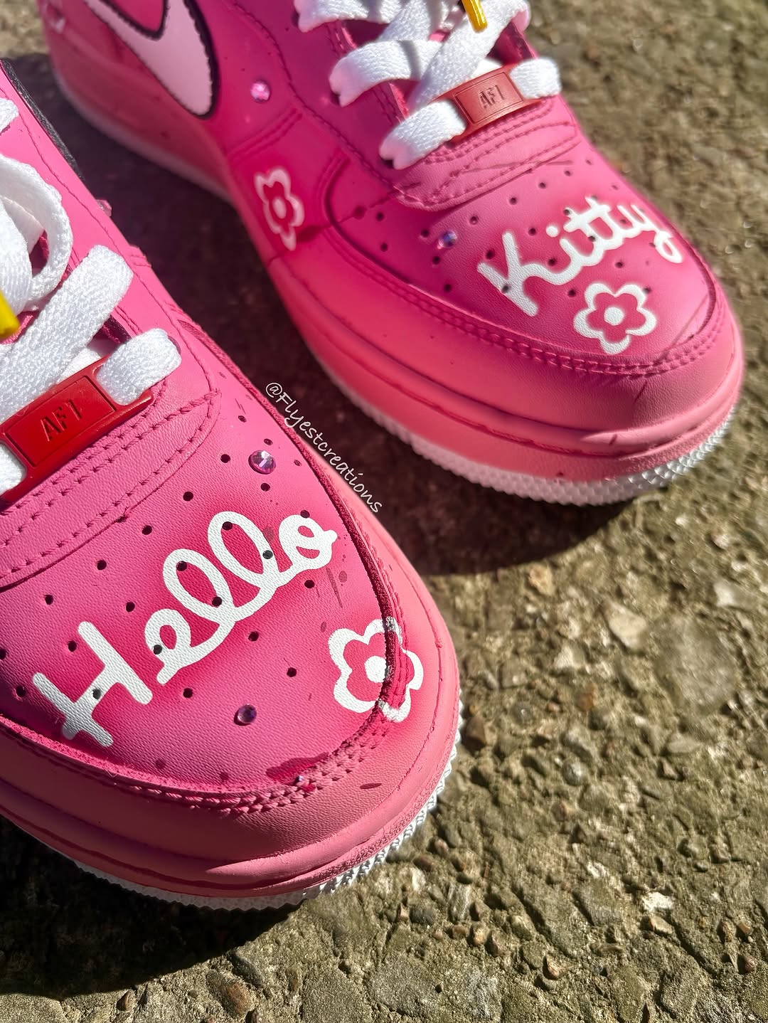 Pink Hand Painted Hello Kitty Custom Air Force 1 Sneakers