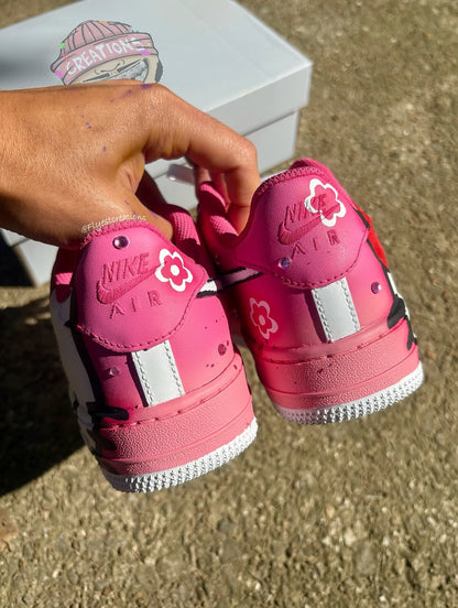 Pink Hand Painted Hello Kitty Custom Air Force 1 Sneakers