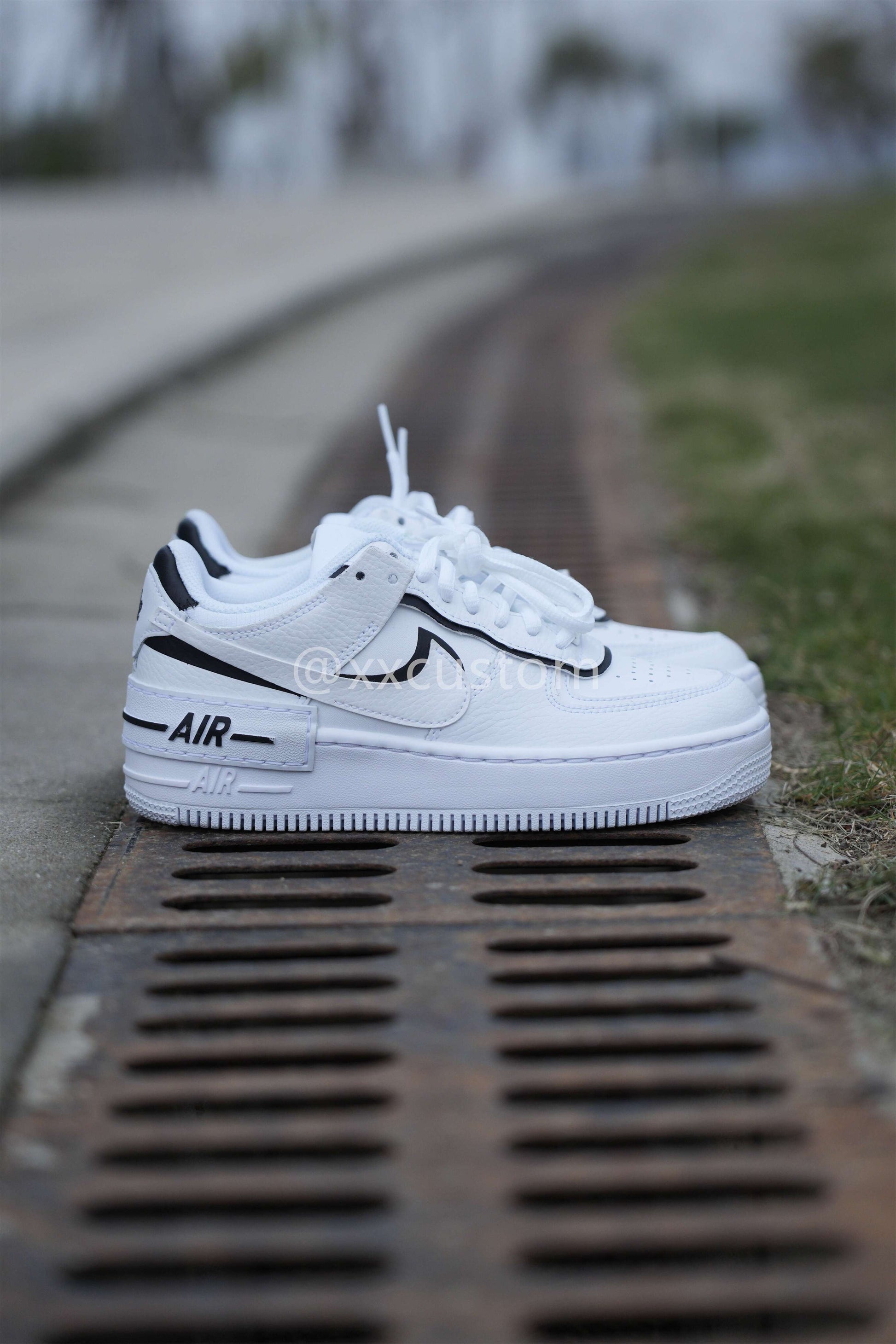 Custom Air Force 1  White Shadow Black