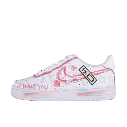 Pink Spray Font Custom Air Force 1