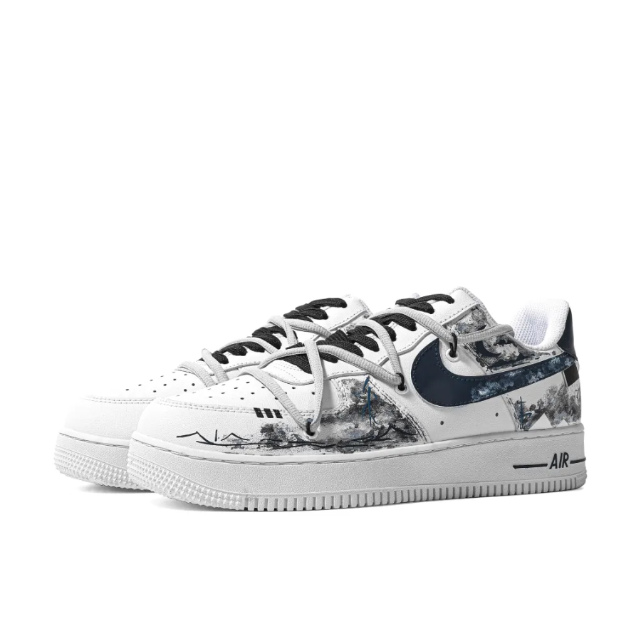 Extra Lace Black Gray Custom Air Force 1