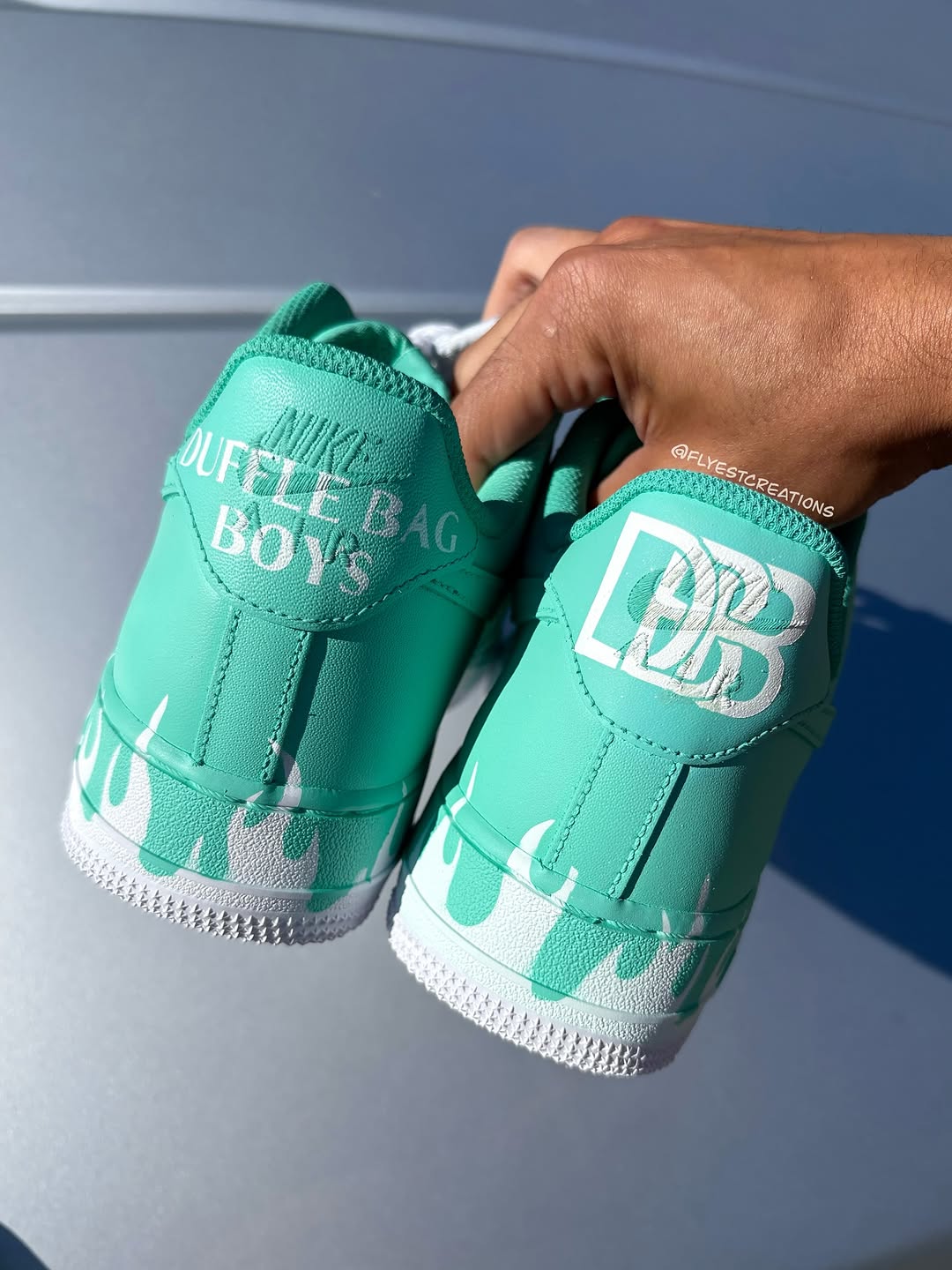 Hand Painted Mint Green Flame Custom Air Force 1 Sneakers