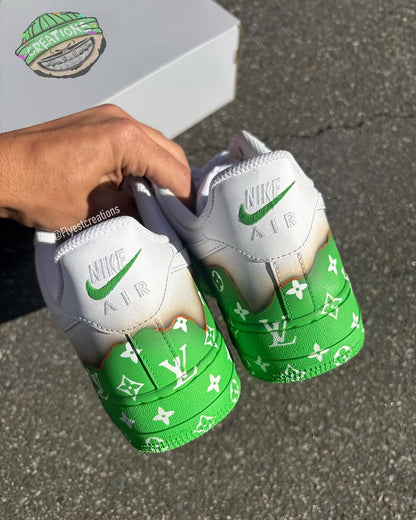Hand Painted Green Custom Air Force 1 Sneakers