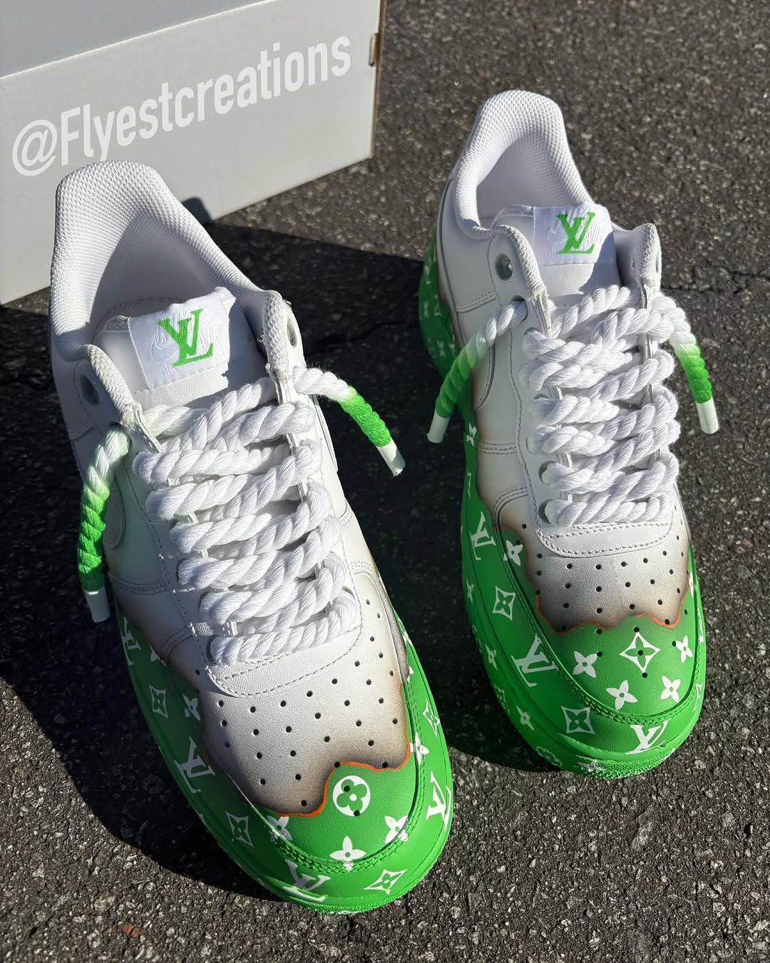 Hand Painted Green Custom Air Force 1 Sneakers
