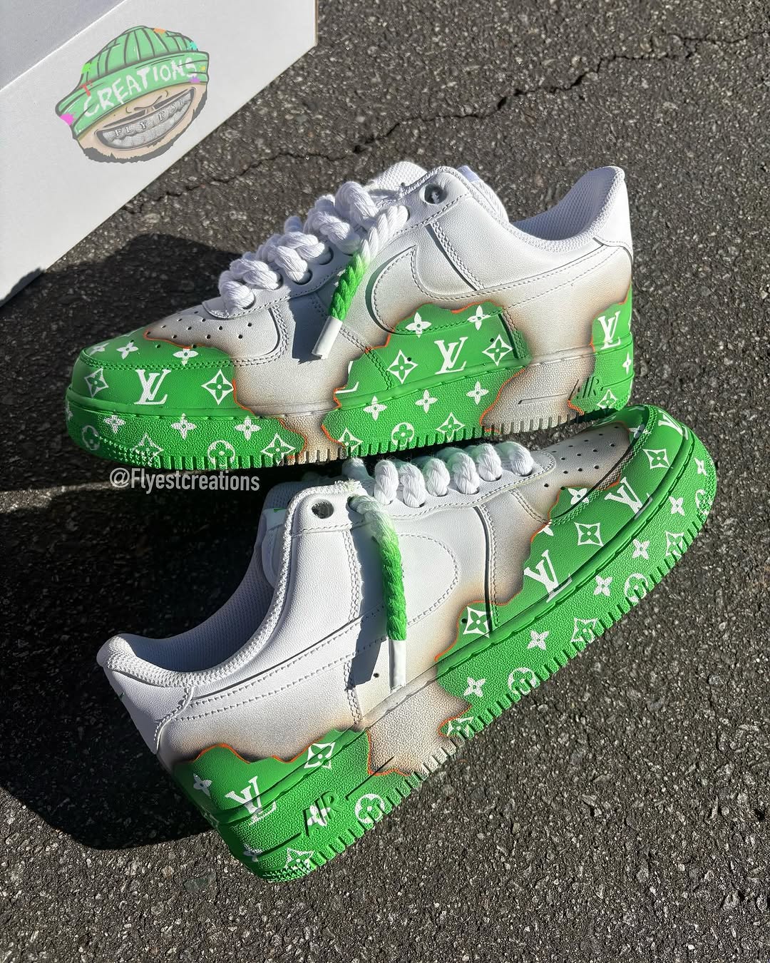 Hand Painted Green Custom Air Force 1 Sneakers