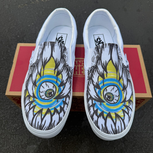 Monster Teeth Eyeball Custom Slip On Vans Shoes
