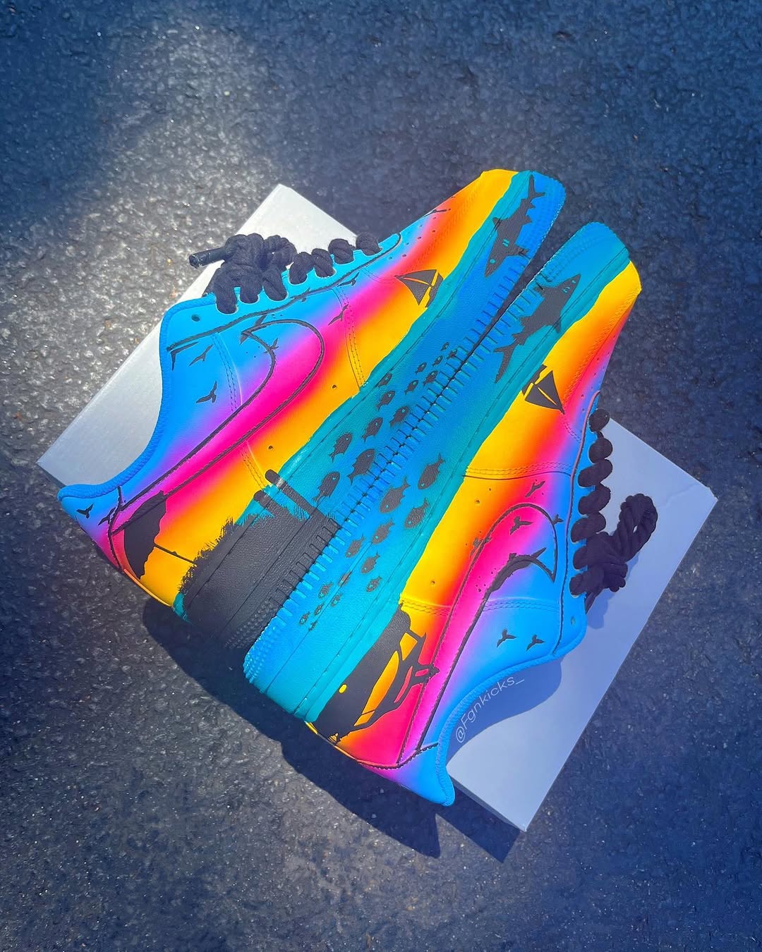 Hand Painted Tropical Sunset Custom Air Force 1 Sneakers