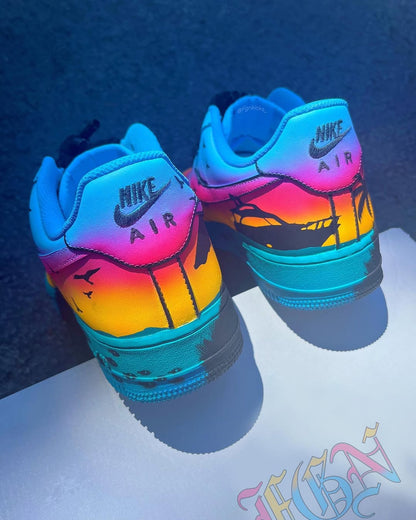 Hand Painted Tropical Sunset Custom Air Force 1 Sneakers
