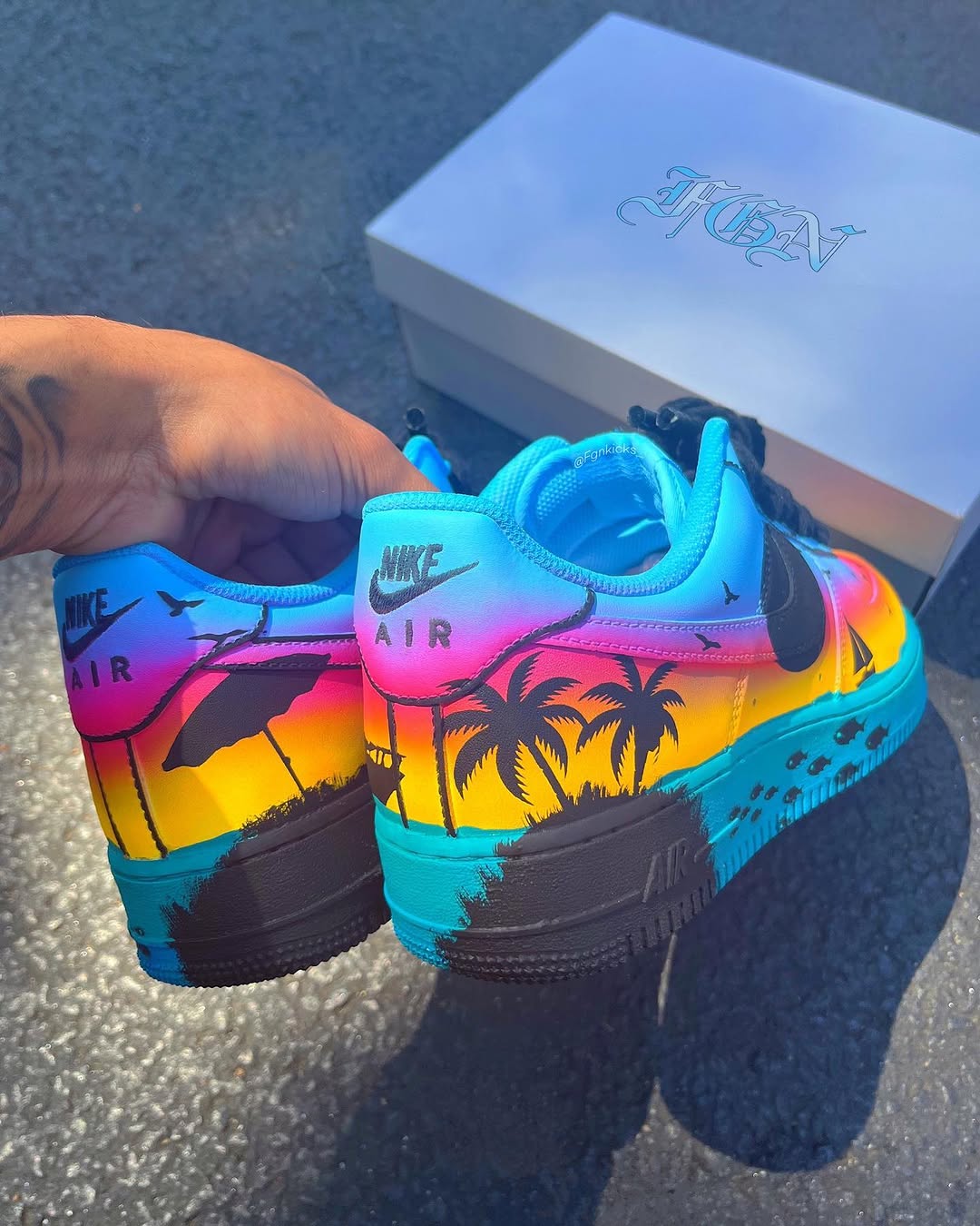Hand Painted Tropical Sunset Custom Air Force 1 Sneakers