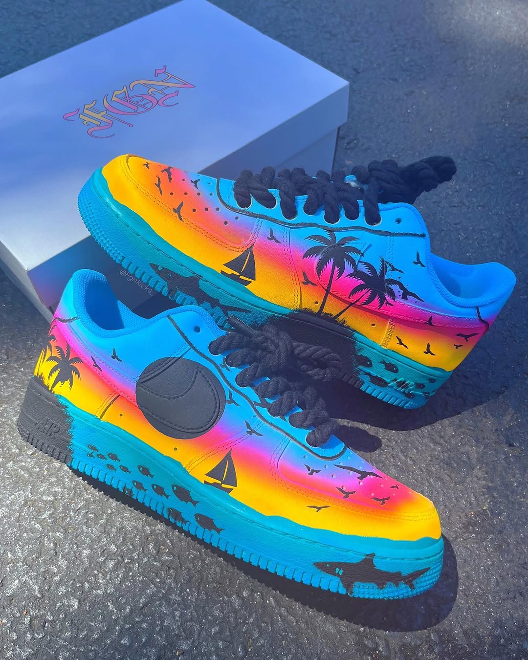 Hand Painted Tropical Sunset Custom Air Force 1 Sneakers