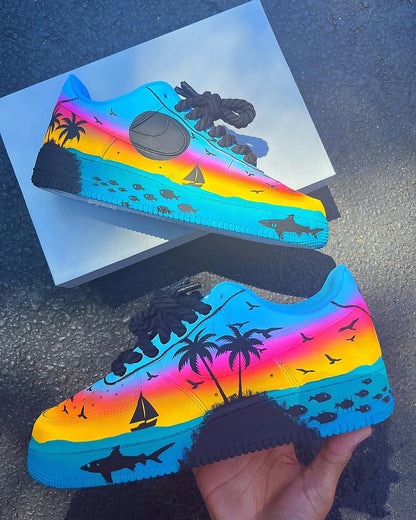 Hand Painted Tropical Sunset Custom Air Force 1 Sneakers