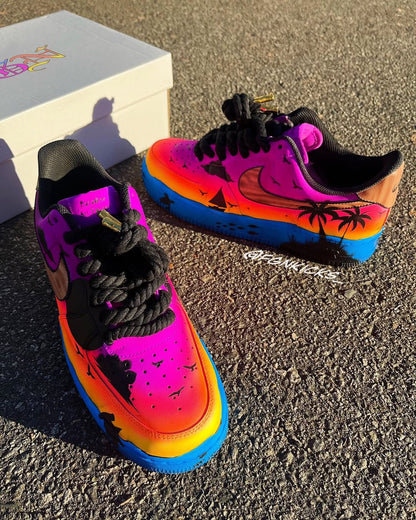 Hand Painted Tropical Sunset Custom Air Force 1 Sneakers