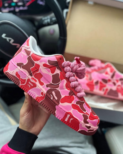 Hand Painted Pink Camo Custom Air Force 1 Sneakers