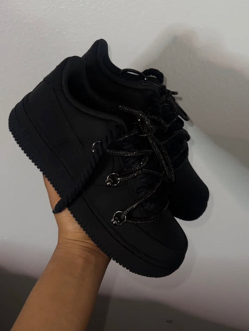 All Black Handmade Custom Air Force 1 Sneakers