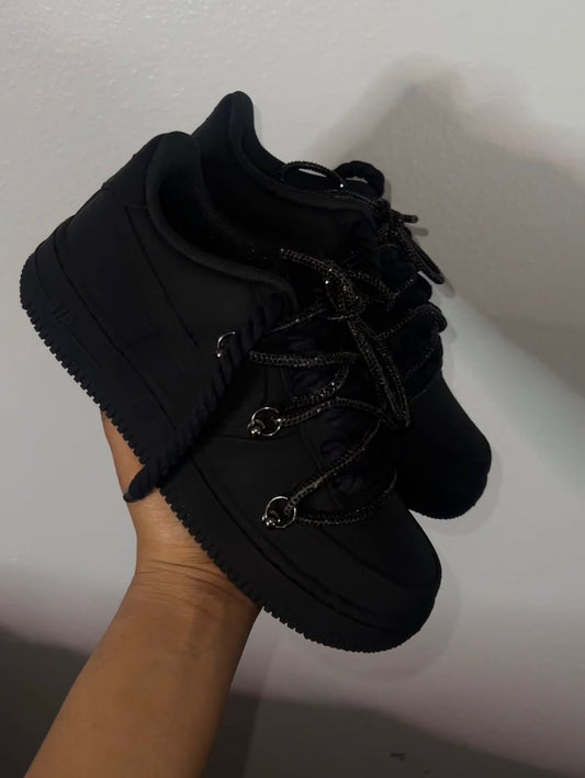 All Black Handmade Custom Air Force 1 Sneakers