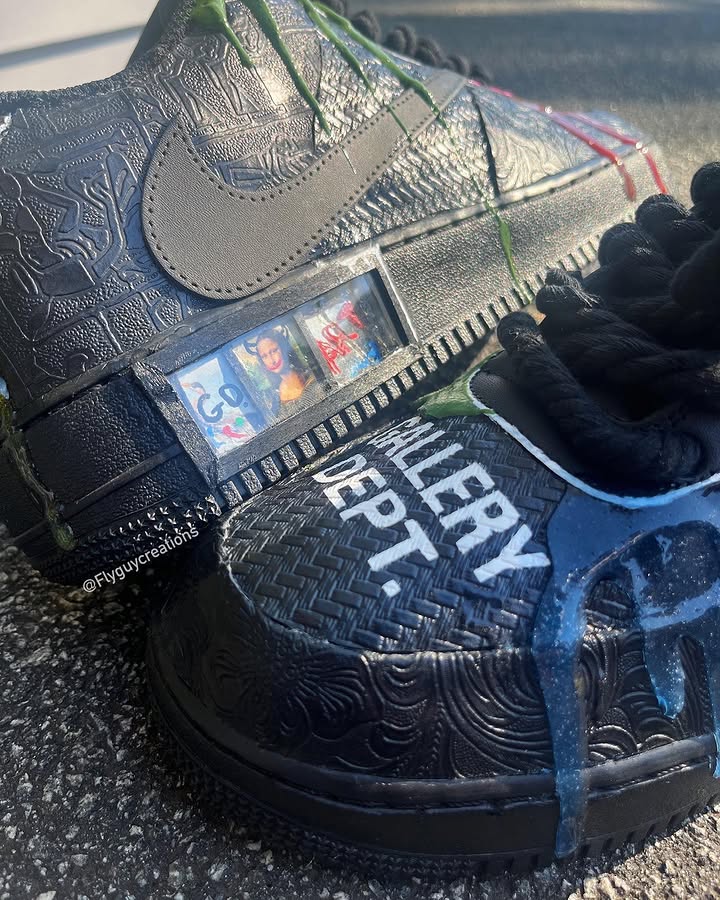 Hand Painted Drip Black Custom Air Force 1 Sneakers