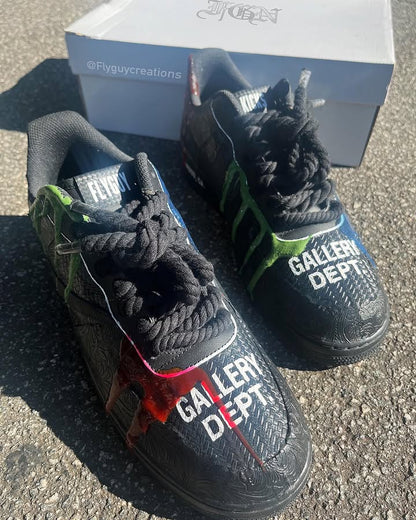 Hand Painted Drip Black Custom Air Force 1 Sneakers