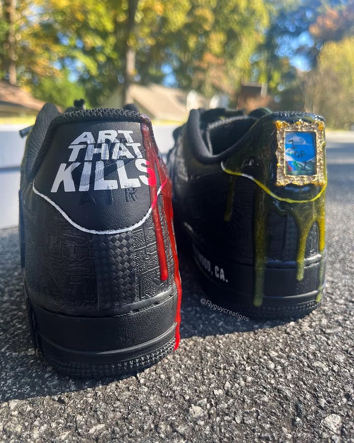 Hand Painted Drip Black Custom Air Force 1 Sneakers