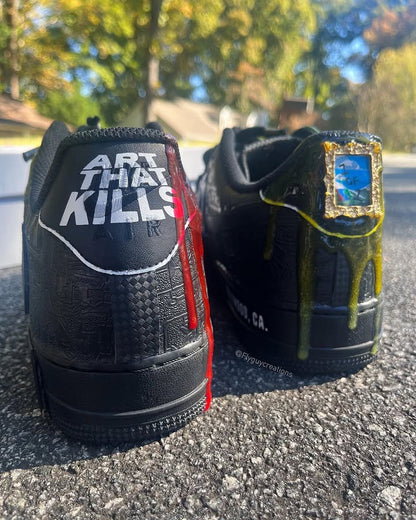 Hand Painted Drip Black Custom Air Force 1 Sneakers