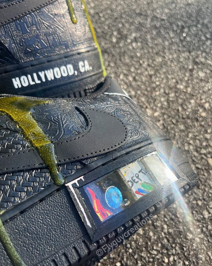 Hand Painted Drip Black Custom Air Force 1 Sneakers