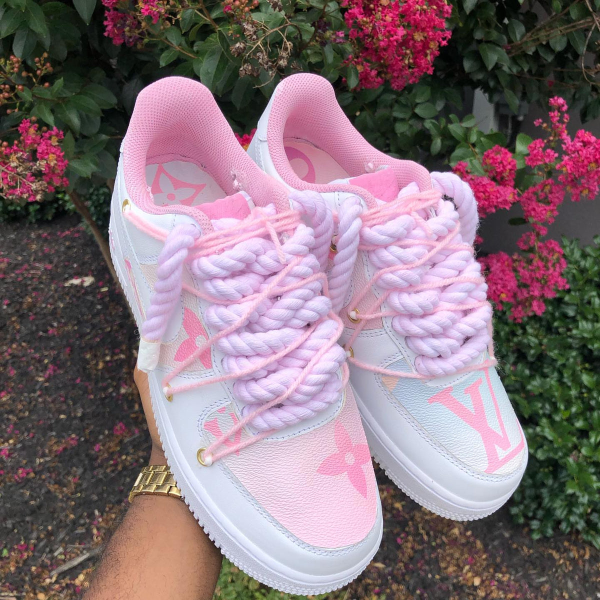 Hand Painted Pink & Purple Custom Air Force 1 Sneakers