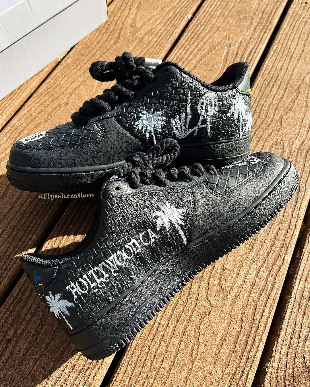 Hand Painted Gallery Dept Custom Black Air Force 1 Sneakers