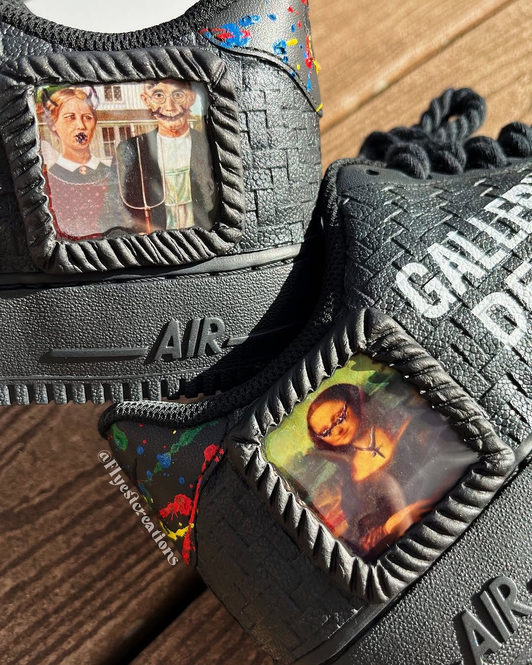 Hand Painted Gallery Dept Custom Black Air Force 1 Sneakers