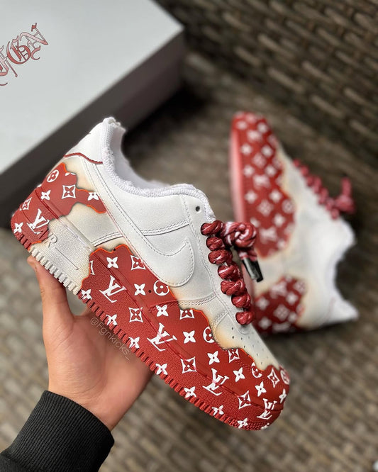 Custom Hand Painted Red Air Force 1 Sneakers