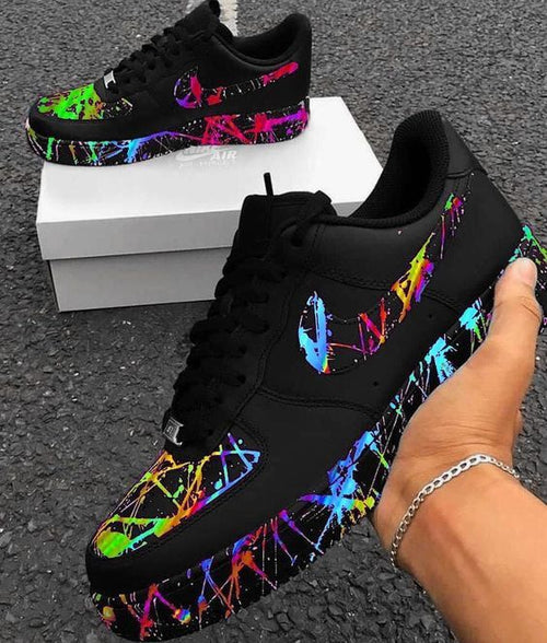 Hand Painted Colorful Splatter Custom Air Force 1 Sneakers