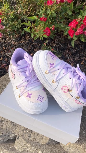 Hand Painted Purple Pink Custom Air Force 1 Sneakers
