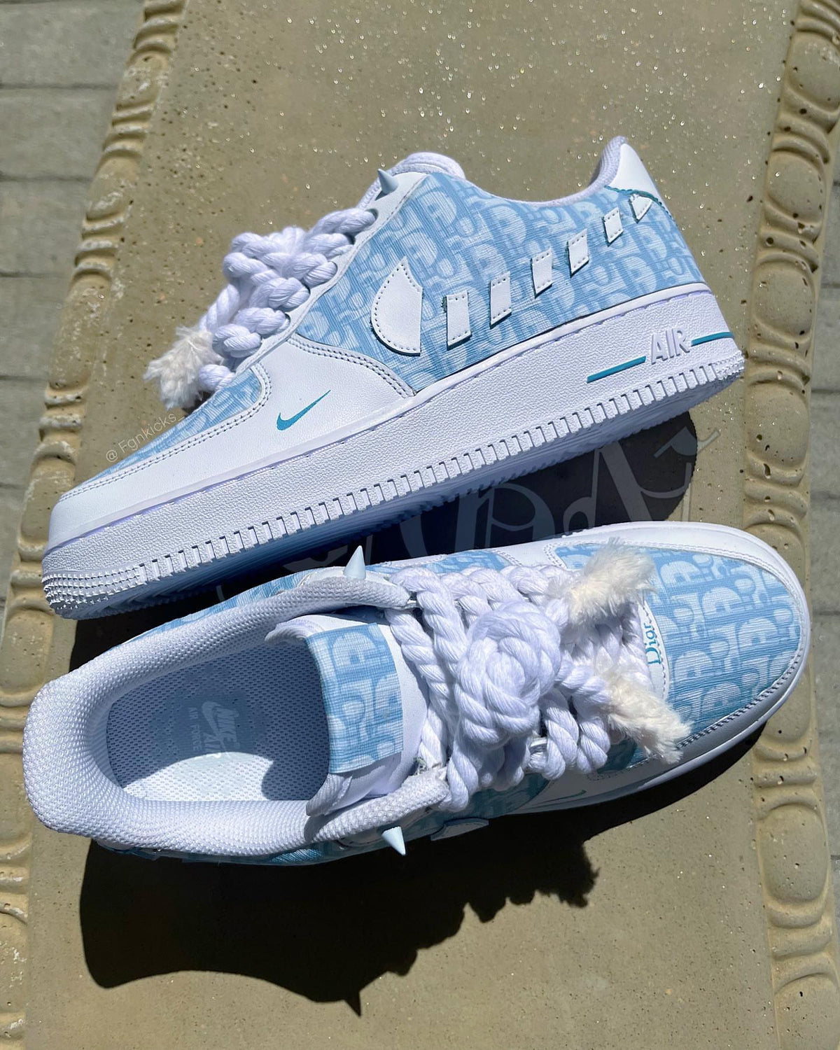 Hand Painted Light Blue Custom Air Force 1 Sneakers