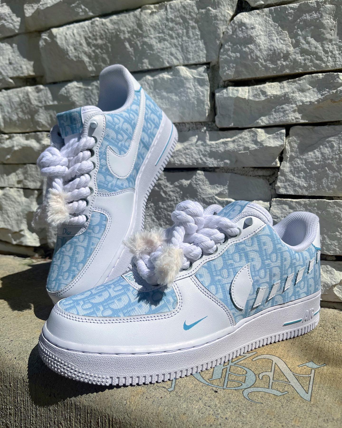 Hand Painted Light Blue Custom Air Force 1 Sneakers