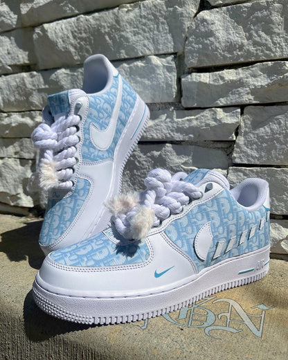 Hand Painted Light Blue Custom Air Force 1 Sneakers