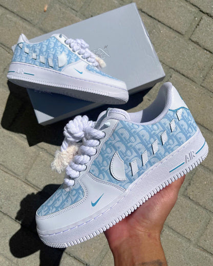 Hand Painted Light Blue Custom Air Force 1 Sneakers