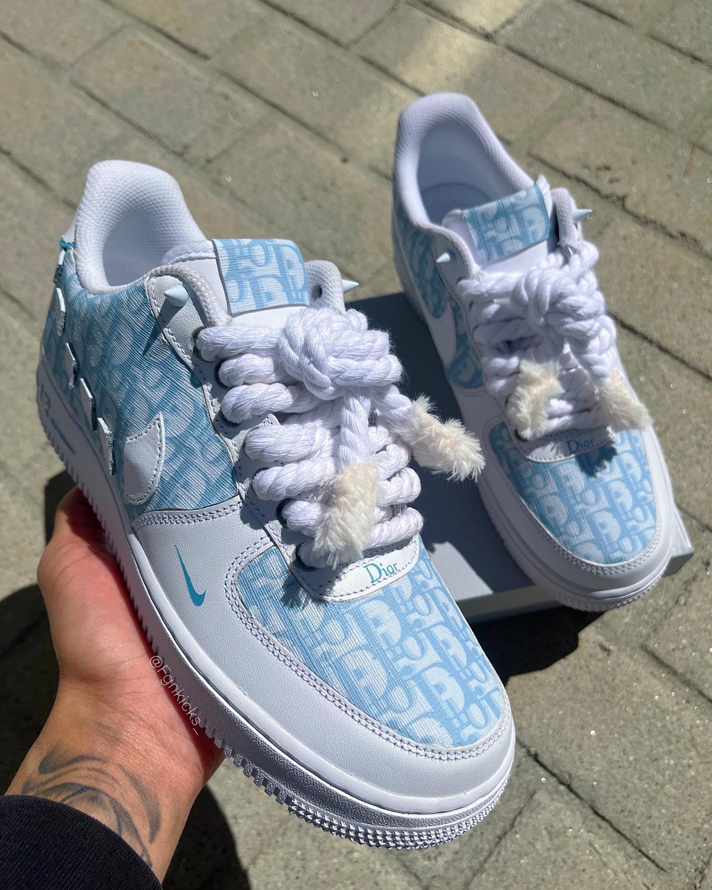 Hand Painted Light Blue Custom Air Force 1 Sneakers