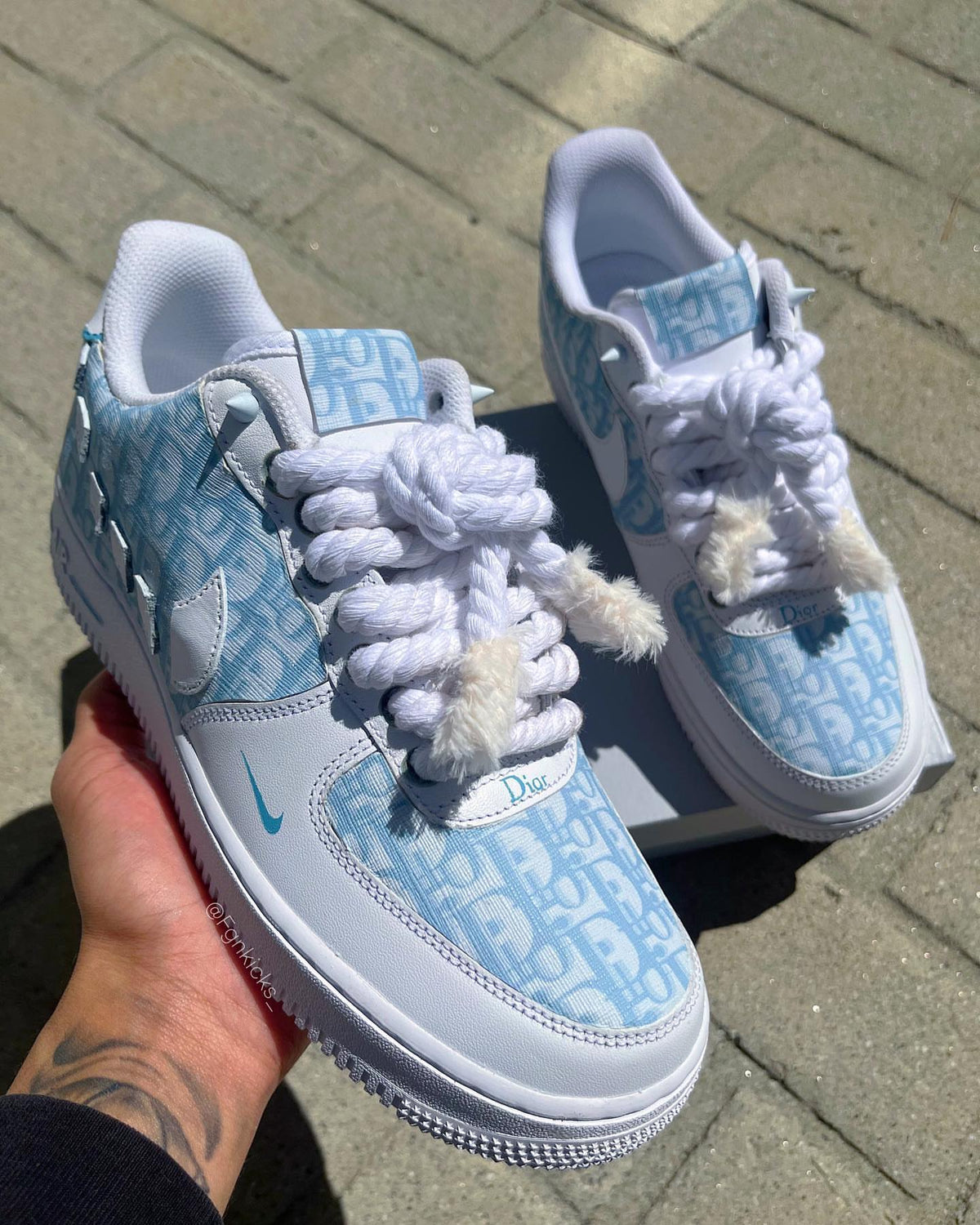 Hand Painted Light Blue Custom Air Force 1 Sneakers