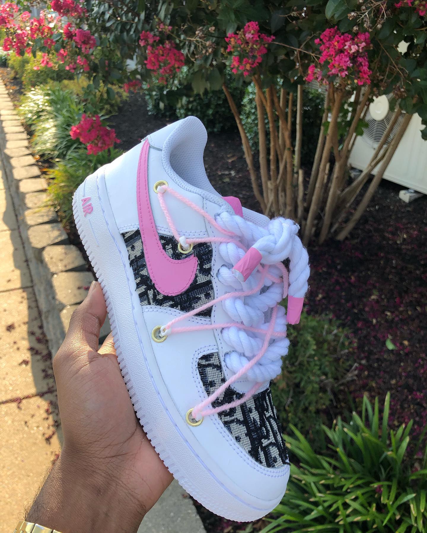 Custom Hand Painted Pink Air Force 1 Sneakers