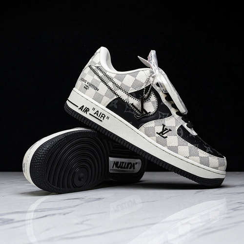 Hand Painted Black White Checkered Custom Air Force 1