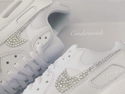Bling Rhinestone All White Bridal Custom Air Force 1, Custom Wedding Sneakers for Brides
