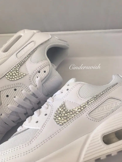 Bling Rhinestone All White Bridal Custom Air Force 1, Custom Wedding Sneakers for Brides