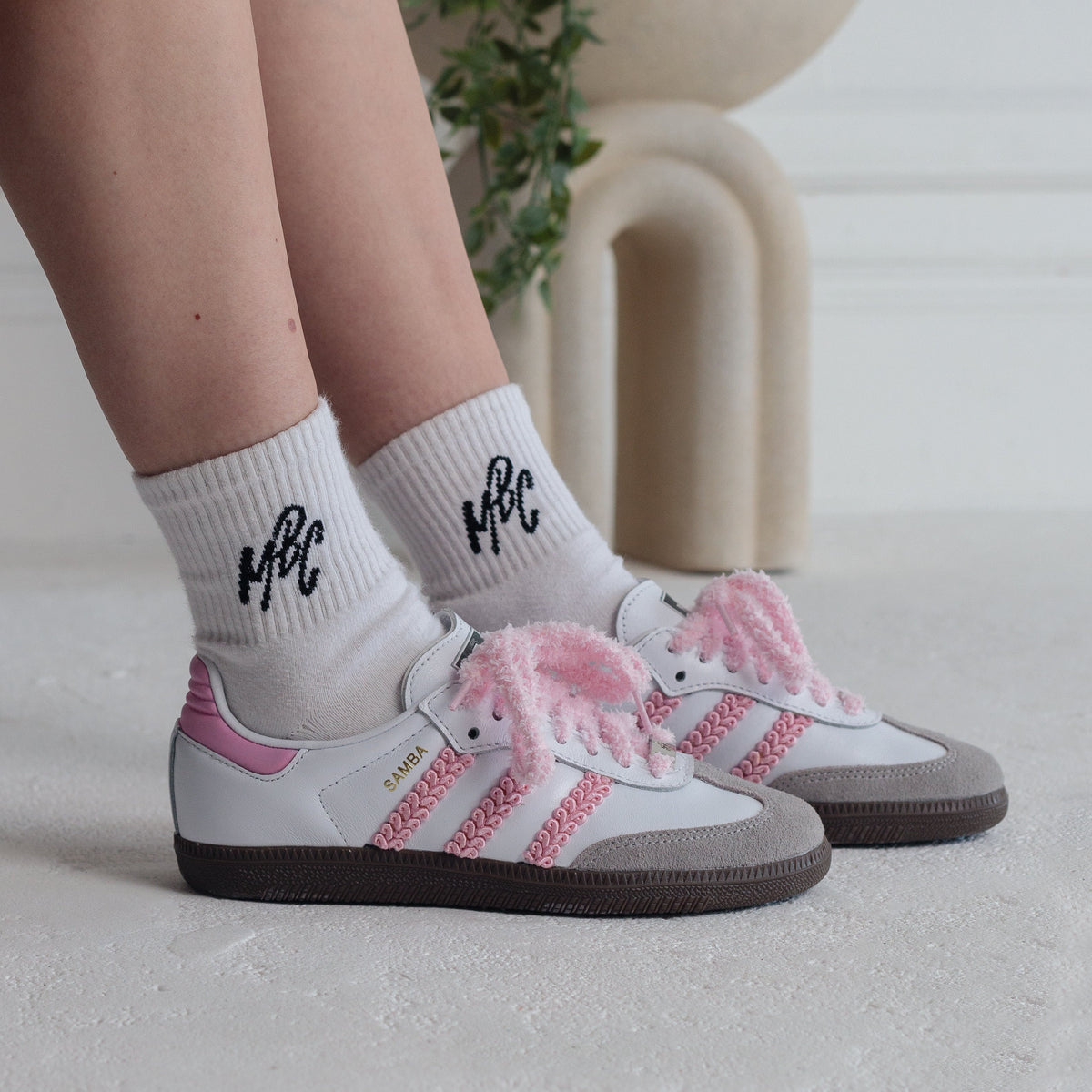 Candy Pink White Custom Adidas Samba
