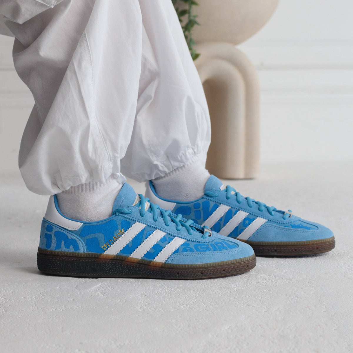 Spezial Graffiti Text Blue Custom Adidas Samba
