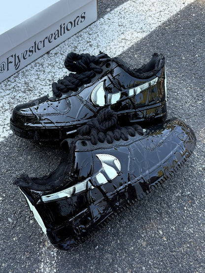 Hand Painted Black Venom Custom Air Force 1 Sneakers