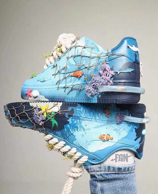 Hand Painted Ocean Theme Custom Air Force 1 Sneakers